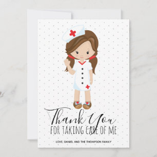 Nurse Thank You Cartoon Character Brown Hair