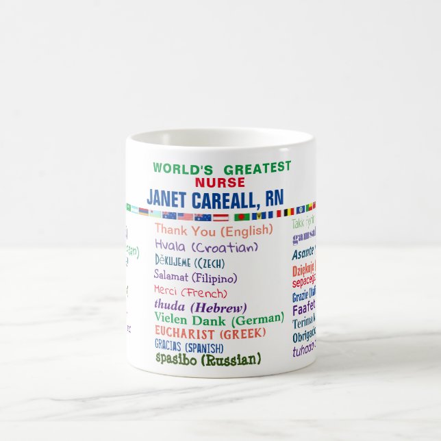 Nurse Thank You in 30 Languages Coffee Mug (Center)