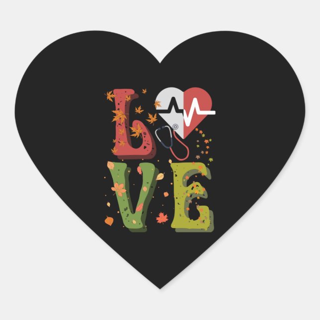 Nurse Thanksgiving Heart Sticker (Front)