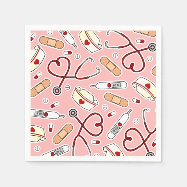 Nurse Theme Napkins Pink (Front)