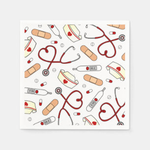 Nurse Theme Napkins White