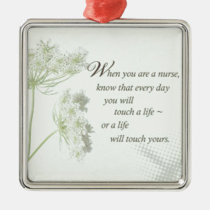 Nurse Touch a Life With Wild Flowers Metal Ornament