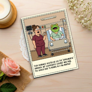 Nurse Treats Patient With Frog Head Get Well Postcard