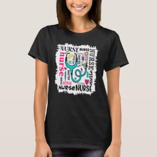 Nurse Typography Bleach Painting Pattern T-Shirt