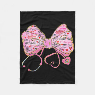 Nurse Valentine Coquette Stethoscope Bow Valentine Fleece Blanket