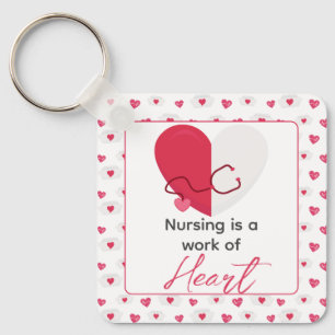 Nurse Valentine Day Medical Pink Heart Name On Keychain
