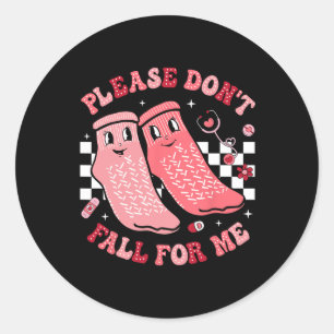 Nurse Valentine Non Slip Socks Please Don't Fall F Classic Round Sticker
