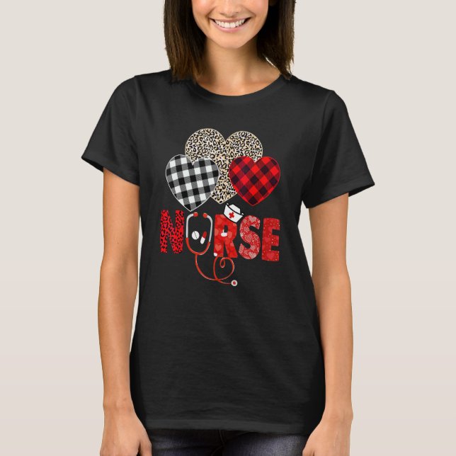 Nurse Valentine Stethoscope Nursing Valentines Day T-Shirt (Front)