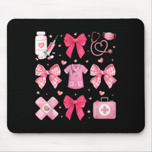 Nurse Valentines Coquette Bow Valentine Nursing RN Mouse Pad