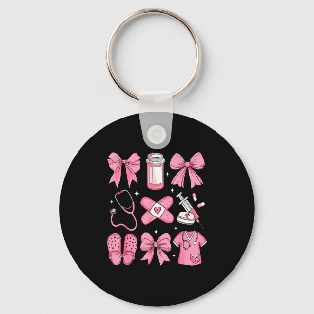 Nurse Valentines Day Coquette Bow Valentine Nurse  Keychain (Front)