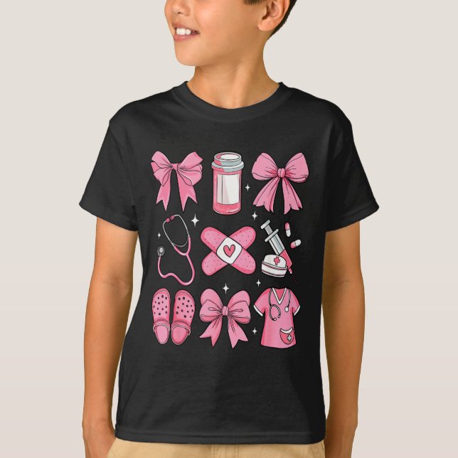 Nurse Valentines Day Coquette Bow Valentine Nurse  T-Shirt (Front)