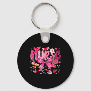Nurse Valentines Day Cute Coquette Stethoscope Nur Keychain