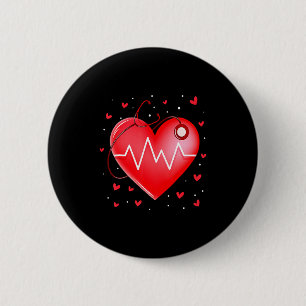 Nurse Valentines Day Heart Stethoscope 2 _1  2 Inch Round Button