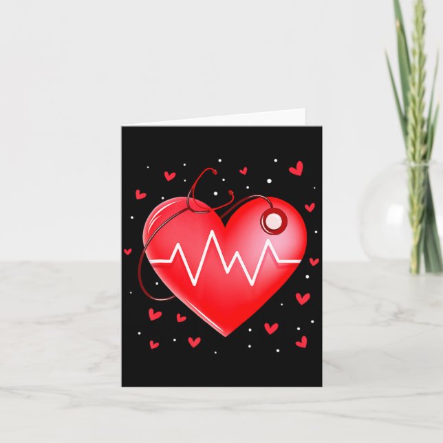 Nurse Valentines Day Heart Stethoscope 2 _1  Card (Front)