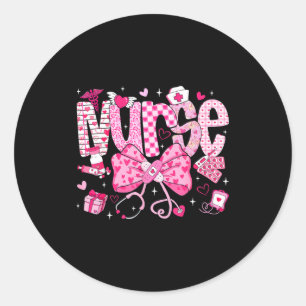 Nurse Valentine's Day Heart Stethoscope Er Icu Nic Classic Round Sticker
