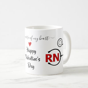 Nurse Valentines Day registered RN stethoscope red Coffee Mug