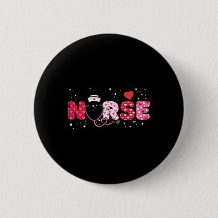 Nurse Valentines Day Valentine Scrub Top Women Scr 2 Inch Round Button