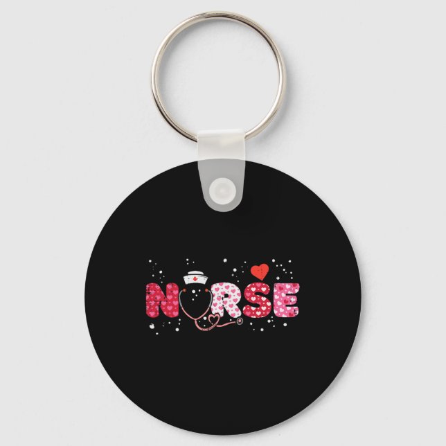 Nurse Valentines Day Valentine Scrub Top Women Scr Keychain (Front)