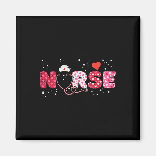 Nurse Valentines Day Valentine Scrub Top Women Scr Magnet (Front)