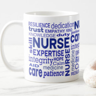 Nurse Values Blue Typography Appreciation Coffee Mug