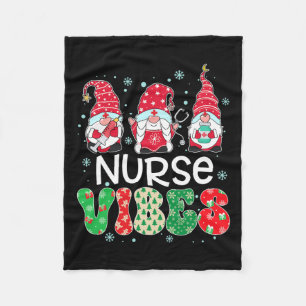 Nurse Vibes Gnome Xmas Stethoscope Three Gnomes Ch Fleece Blanket
