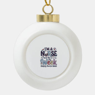 Nurse Week Vintage Typography Shirt Design_1 Ceramic Ball Christmas Ornament