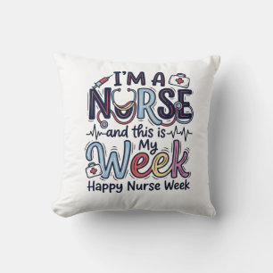 Nurse Week Vintage Typography Shirt Design_1 Throw Pillow