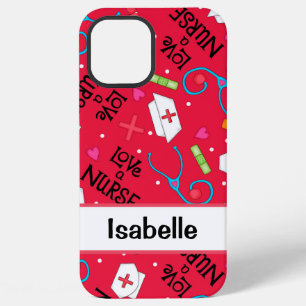 Nurse Whimsy Medical Art Red Name Personalized iPhone 12 Pro Max Case