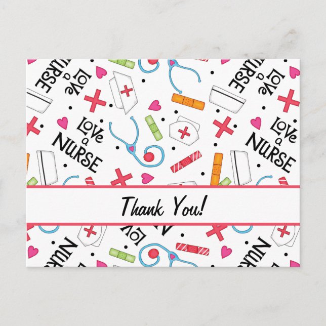 Nurse White Thank You Customizable Postcard (Front)