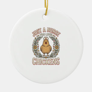 Nurse Who Loves Chickens Vintage Shirt Design_1 Ceramic Ornament