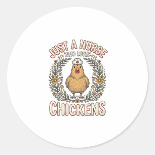 Nurse Who Loves Chickens Vintage Shirt Design_1 Classic Round Sticker
