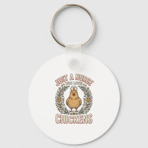 Nurse Who Loves Chickens Vintage Shirt Design_1 Keychain