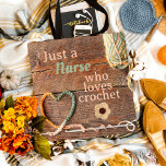 Nurse Who Loves Crochet Rustic Heart Design Tote Bag<br><div class="desc">A cozy tribute to the dedicated professional who finds peace in every stitch. This design features a rustic wood background with a beautiful ombre yarn heart, flower, and a single crochet hook. It celebrates the balance between a demanding career and a creative soul, captured in warm earth tones. This piece...</div>
