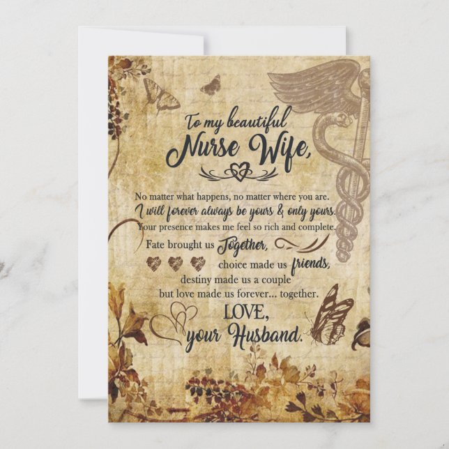 Nurse Wife Gifts | Letter To My Beautiful Wife Holiday Card (Front)