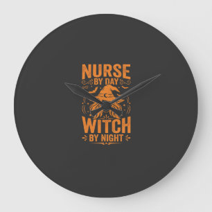 Nurse Witch Halloween Design Large Clock