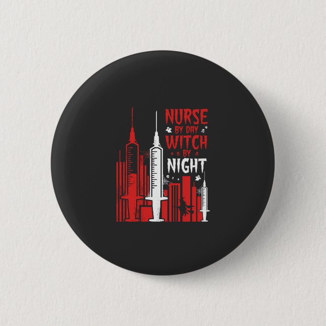 Nurse Witch Halloween Skyline Design_1 2 Inch Round Button (Front)