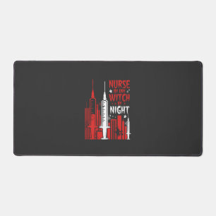 Nurse Witch Halloween Skyline Design_1 Desk Mat