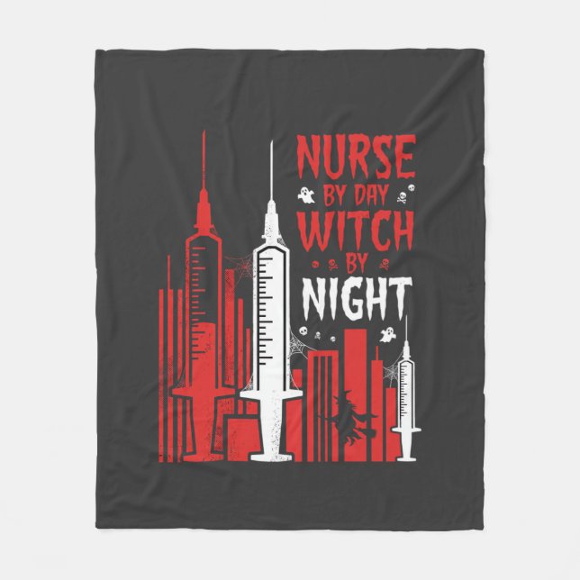 Nurse Witch Halloween Skyline Design_1 Fleece Blanket (Front)