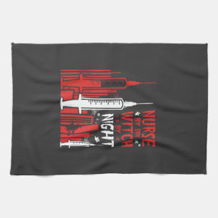 Nurse Witch Halloween Skyline Design_1 Kitchen Towel