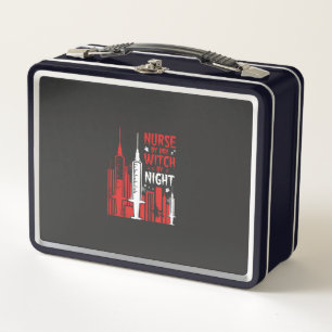 Nurse Witch Halloween Skyline Design_1 Metal Lunch Box