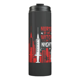 Nurse Witch Halloween Skyline Design_1 Thermal Tumbler