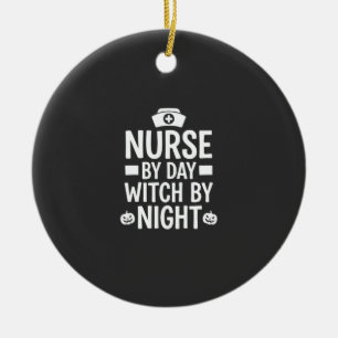 Nurse Witch Halloween Vector Design_1 Ceramic Ornament