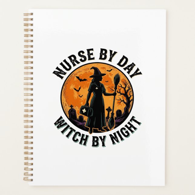 Nurse Witch Halloween Vintage Spooky Shift Design Planner (Front)