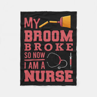 Nurse witches broom   fleece blanket