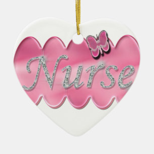 Nurse With Butterfly Ceramic Ornament
