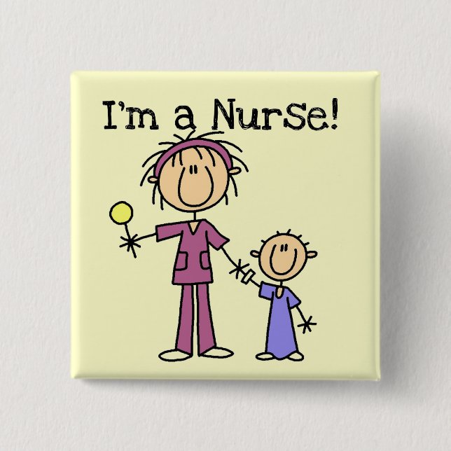 Nurse With Child T-shirts and Gifts 2 Inch Square Button (Front)