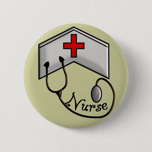 Nurse with EMBOSSED CAP & STETHOSCOPE 2 Inch Round Button