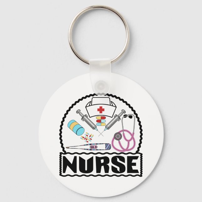 Nurse With Equipment Design Keychain (Front)