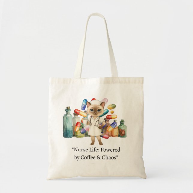 Nurse with funny text for cat lovers  tote bag (Front)