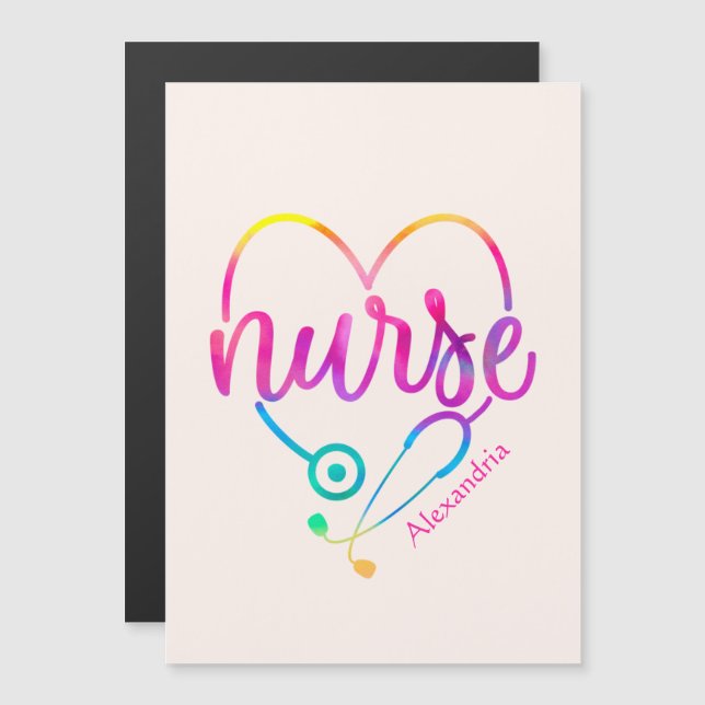 "Nurse" with Heart-Shaped Stethoscope (Front/Back)